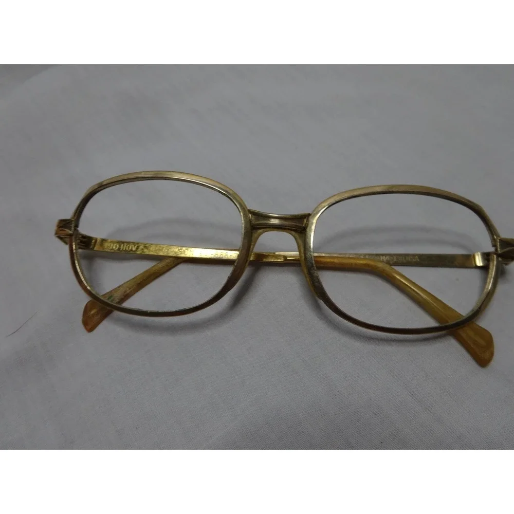 Vtg 60s Gold Frames Retro 90 HOV Mens‎ Eyeglasses Oval no Lenses M/C 130 USA